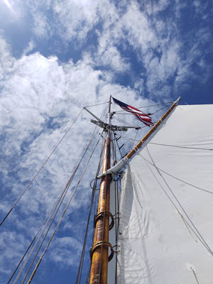 sailing on nantucket island blue sky