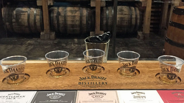 Jack Daniel’s Lynchburg Tennessee distillery sample flight tasting tour