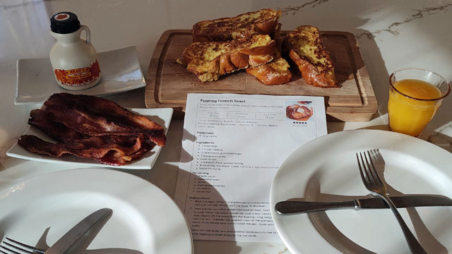 Nutella French toast table setting in the Berkshires MA Christmas morning